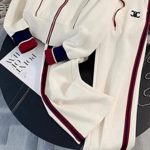 Alternative view of Tuta Sportiva Celine-Style Bianco con Profili Blu e Rossi